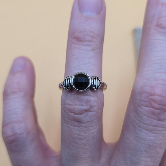 Size 6 Sterling Silver Black Onyx Skull Harley Davidson Ring A5470 - Picture 4 of 10
